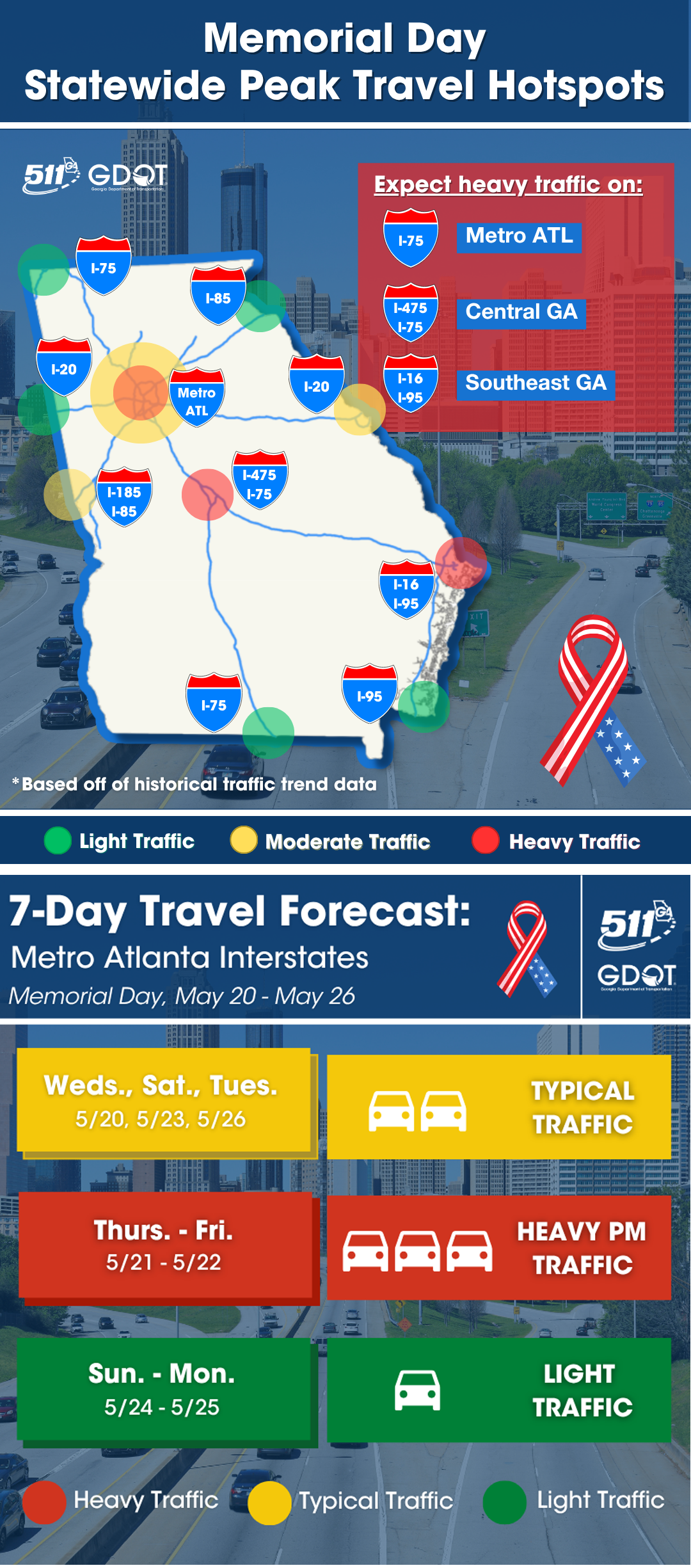 Georgia DOT Suspends Lane Closures for Memorial Day Weekend
